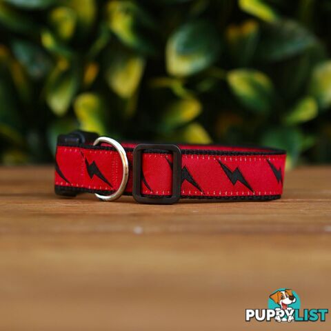 Lightning Bolt Dog Collar - Hand Made by The Bark Side - TBSLIGSBCK