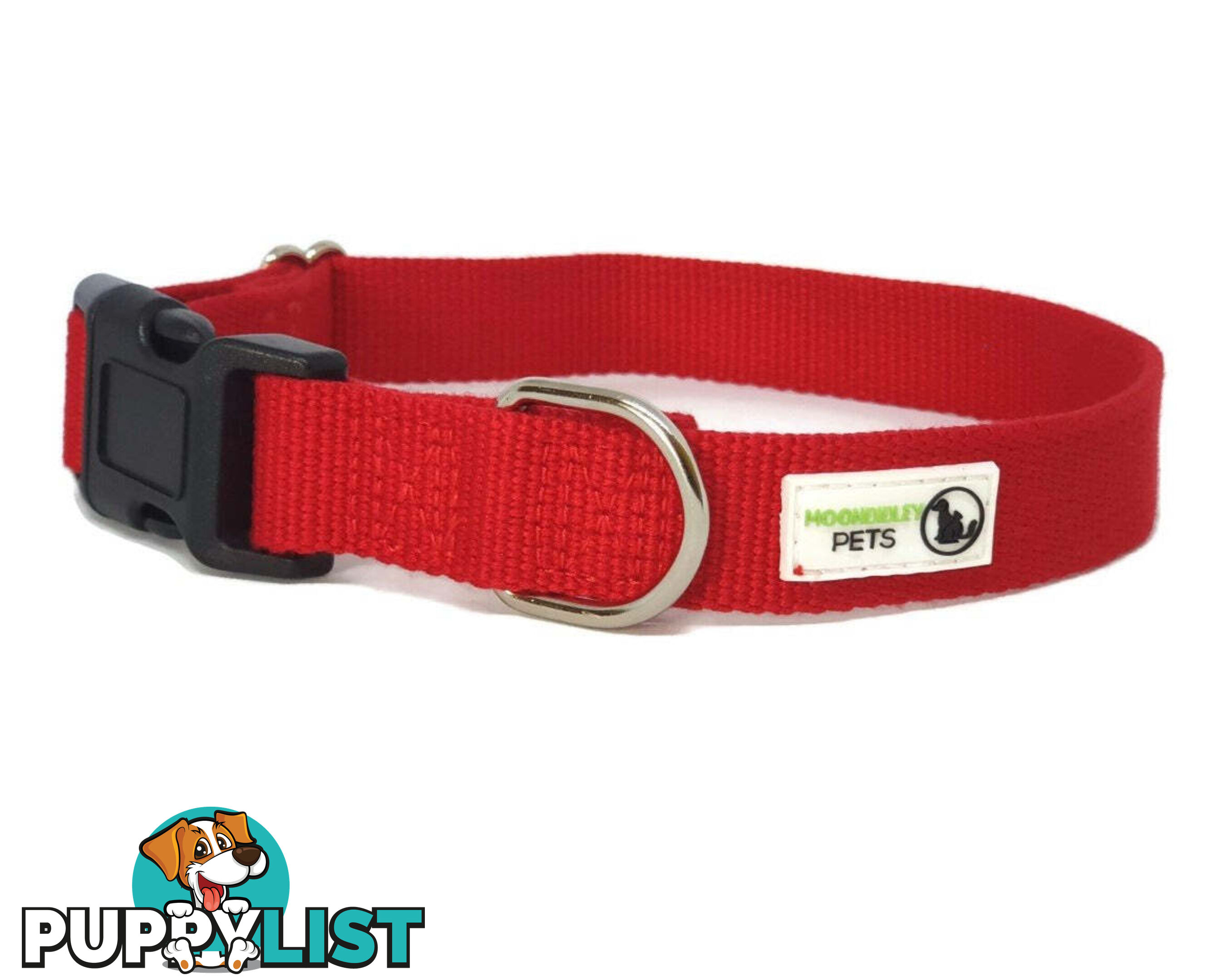 100% Pure Bamboo Fibre Dog Collar Plastic Buckle - Moondidley Pets - MDPCOLBAMLRED