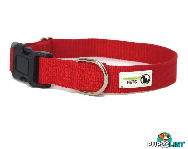 100% Pure Bamboo Fibre Dog Collar Plastic Buckle - Moondidley Pets - MDPCOLBAMLRED