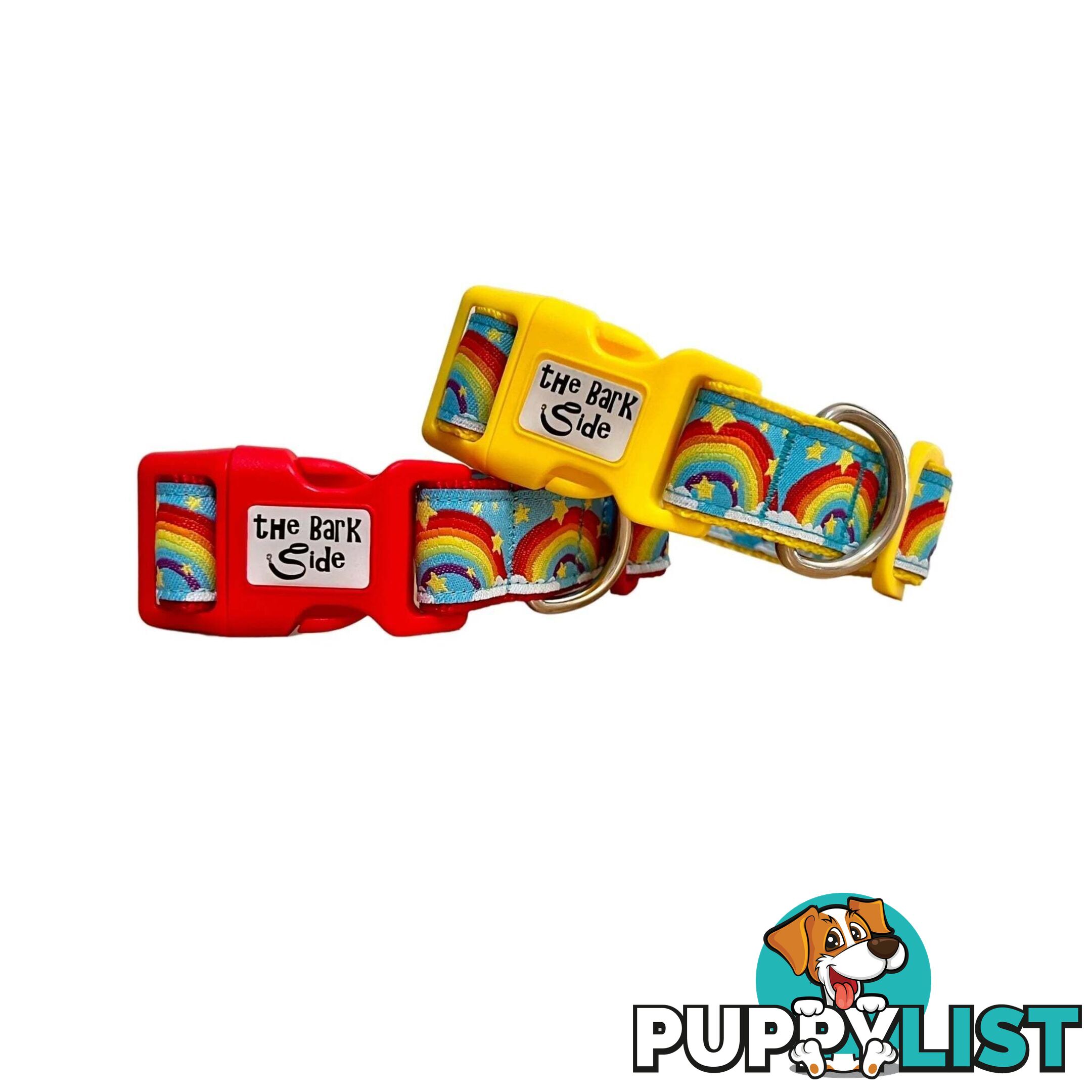 Rainbow Dog Collar - Hand Made by The Bark Side - TBSRAIMRED