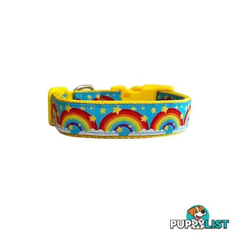 Rainbow Dog Collar - Hand Made by The Bark Side - TBSRAIMRED