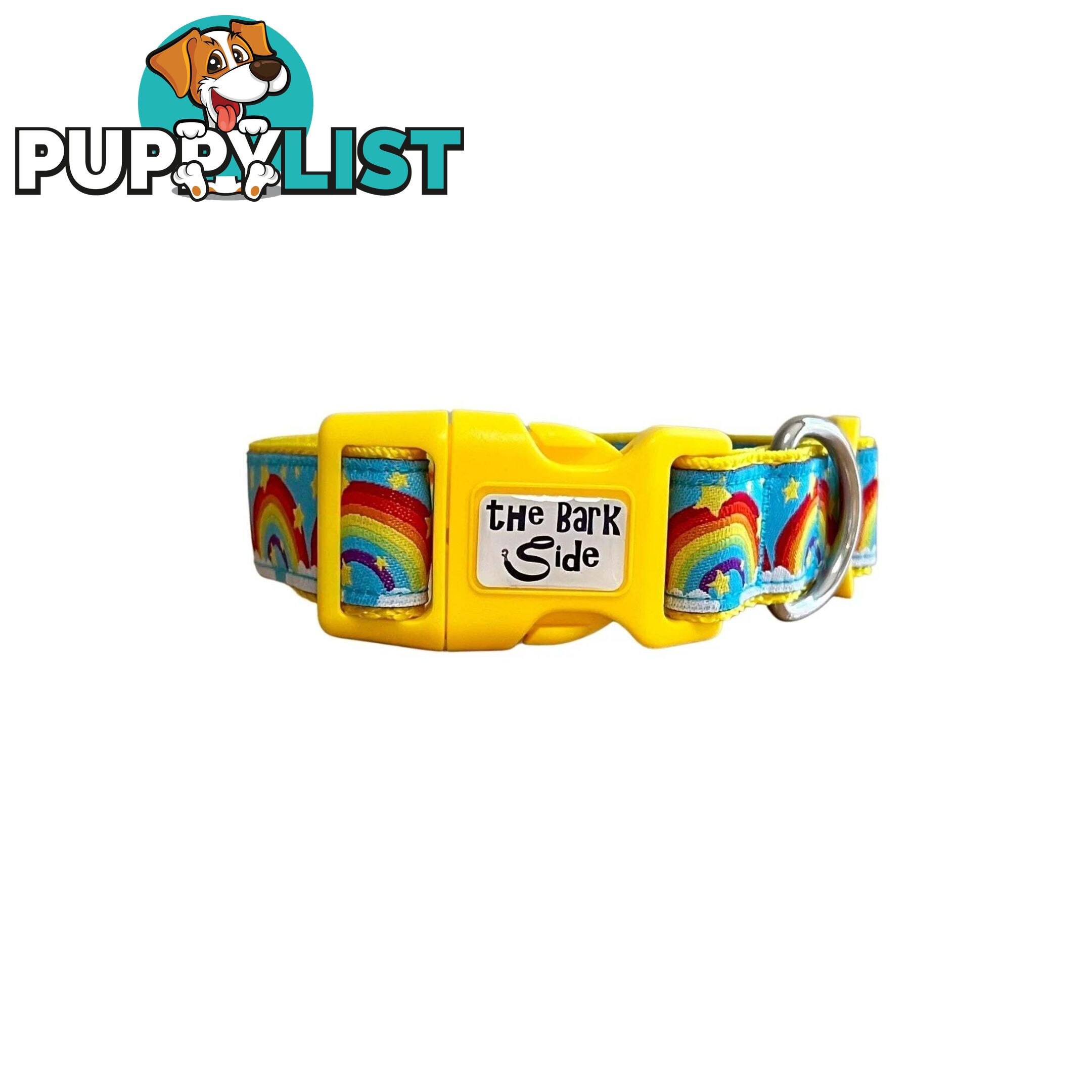 Rainbow Dog Collar - Hand Made by The Bark Side - TBSRAIMRED