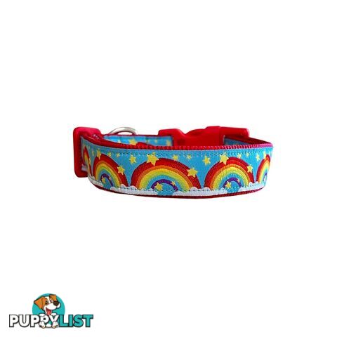 Rainbow Dog Collar - Hand Made by The Bark Side - TBSRAIMRED