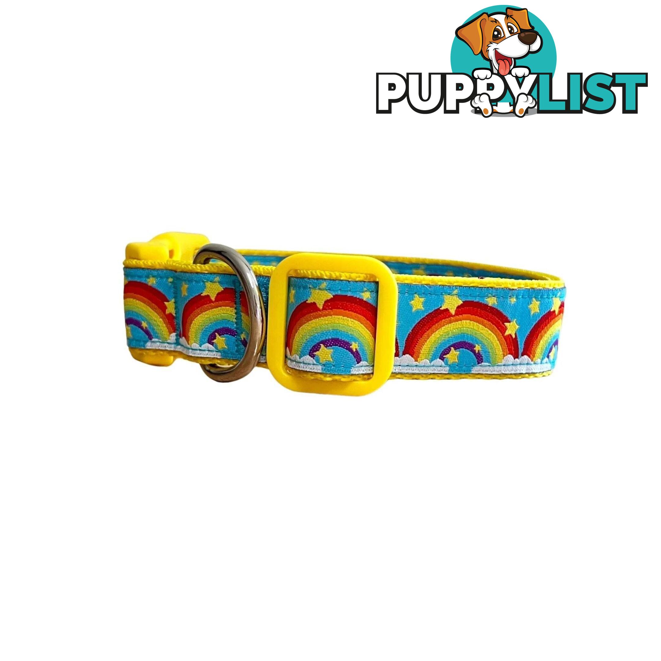 Rainbow Dog Collar - Hand Made by The Bark Side - TBSRAIMRED