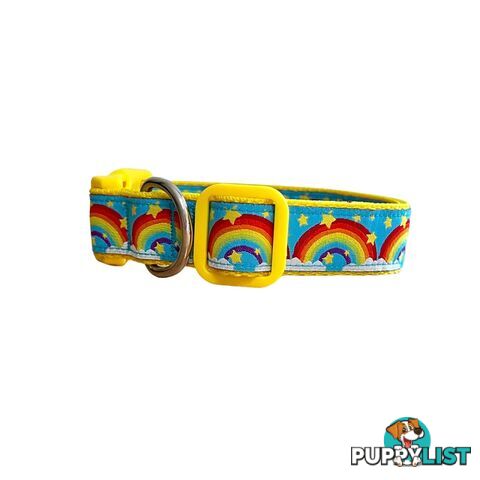 Rainbow Dog Collar - Hand Made by The Bark Side - TBSRAIMRED