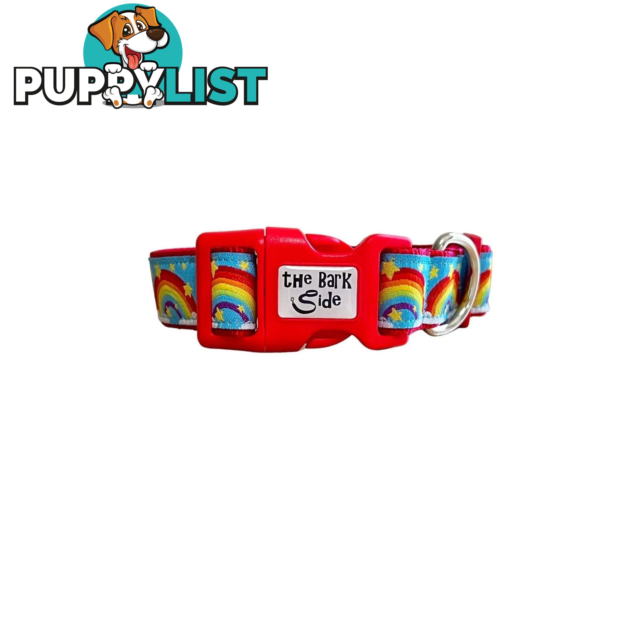 Rainbow Dog Collar - Hand Made by The Bark Side - TBSRAIMRED