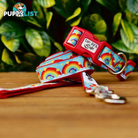 Rainbow Dog Collar - Hand Made by The Bark Side - TBSRAIMRED