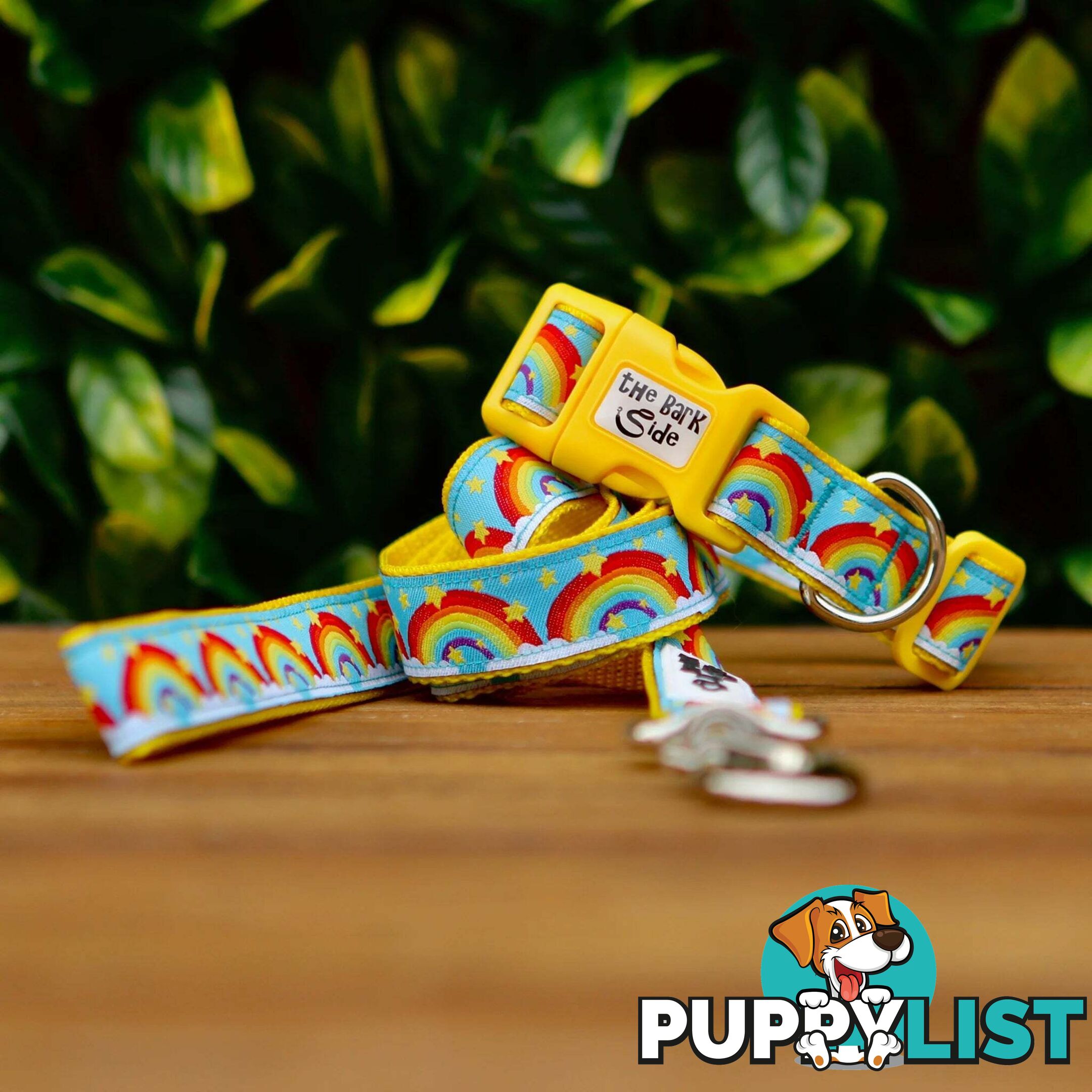 Rainbow Dog Collar - Hand Made by The Bark Side - TBSRAIMRED