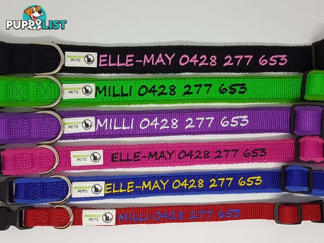 Doggie ID Collar Bamboo Fibre Fleece Padded Personalised Embroidered - CCB-CO-NP5-XSGN-NO