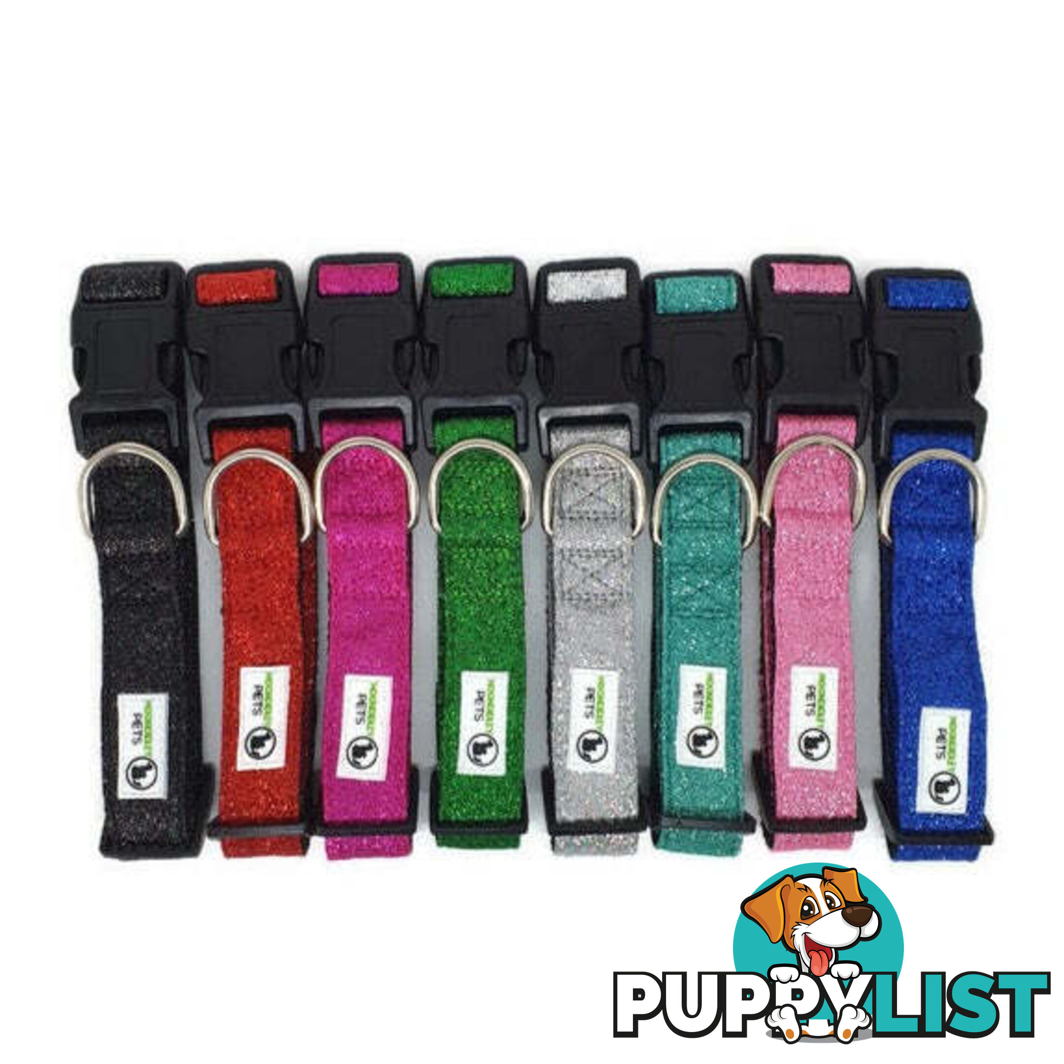 Bling Glitter Overlay Nylon Collar - Breakaway Buckle - Moondidley Pets - MDPCOLBLISGRN