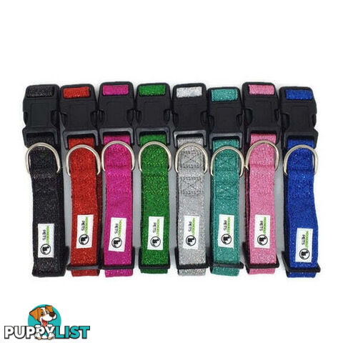 Bling Glitter Overlay Nylon Collar - Breakaway Buckle - Moondidley Pets - MDPCOLBLISGRN