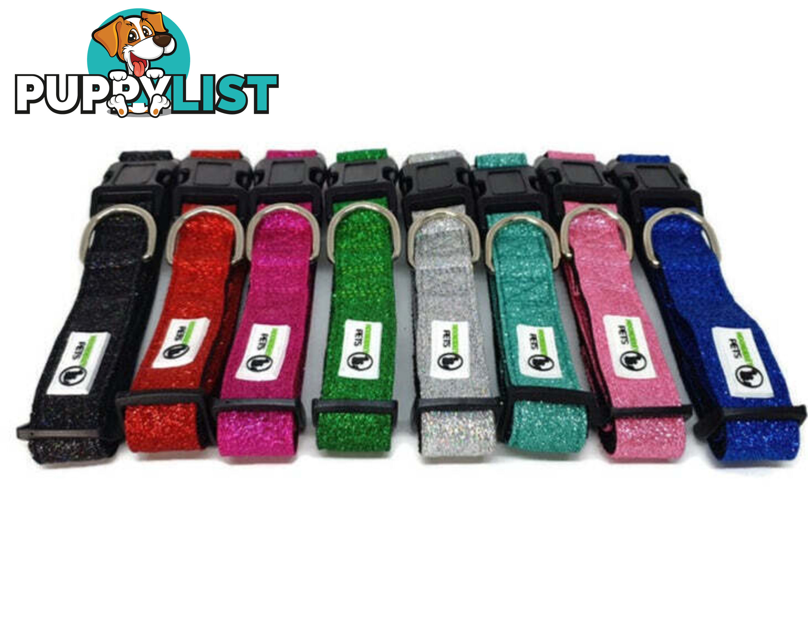 Bling Glitter Overlay Nylon Collar - Breakaway Buckle - Moondidley Pets - MDPCOLBLISGRN
