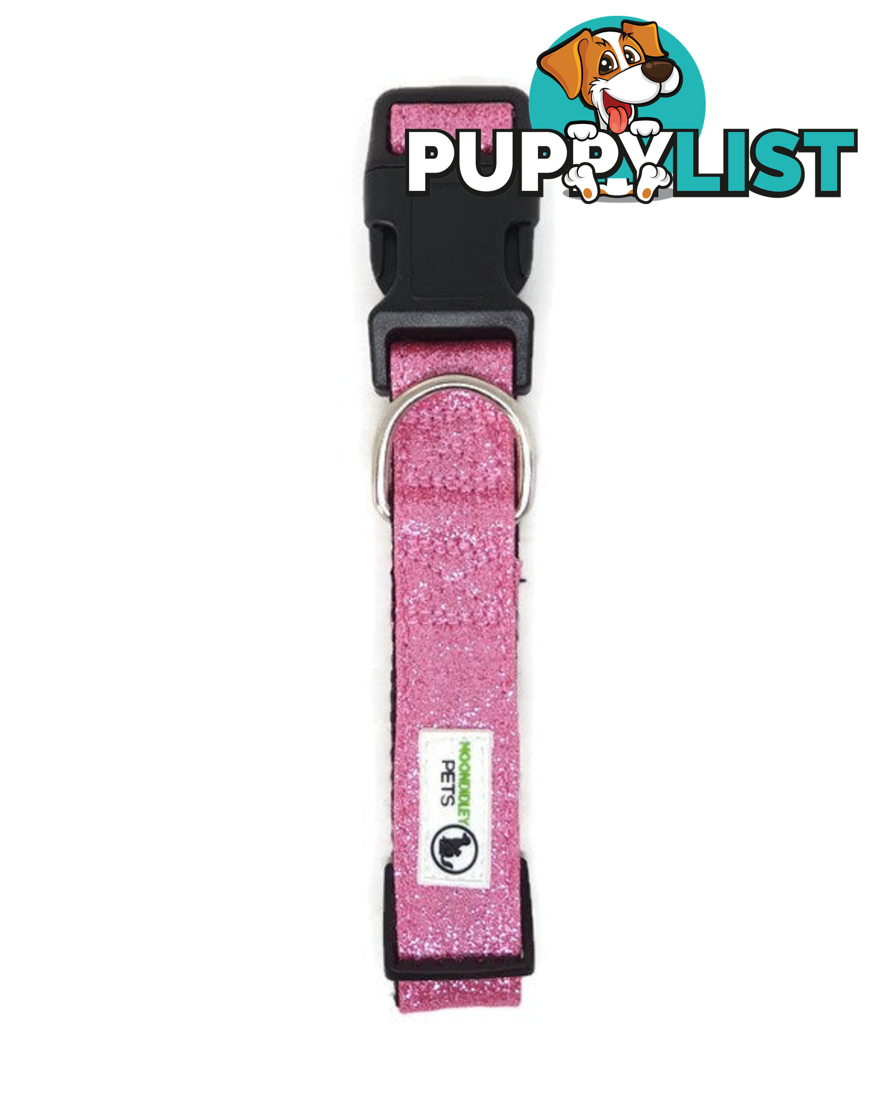Bling Glitter Overlay Nylon Collar - Breakaway Buckle - Moondidley Pets - MDPCOLBLISHPNK