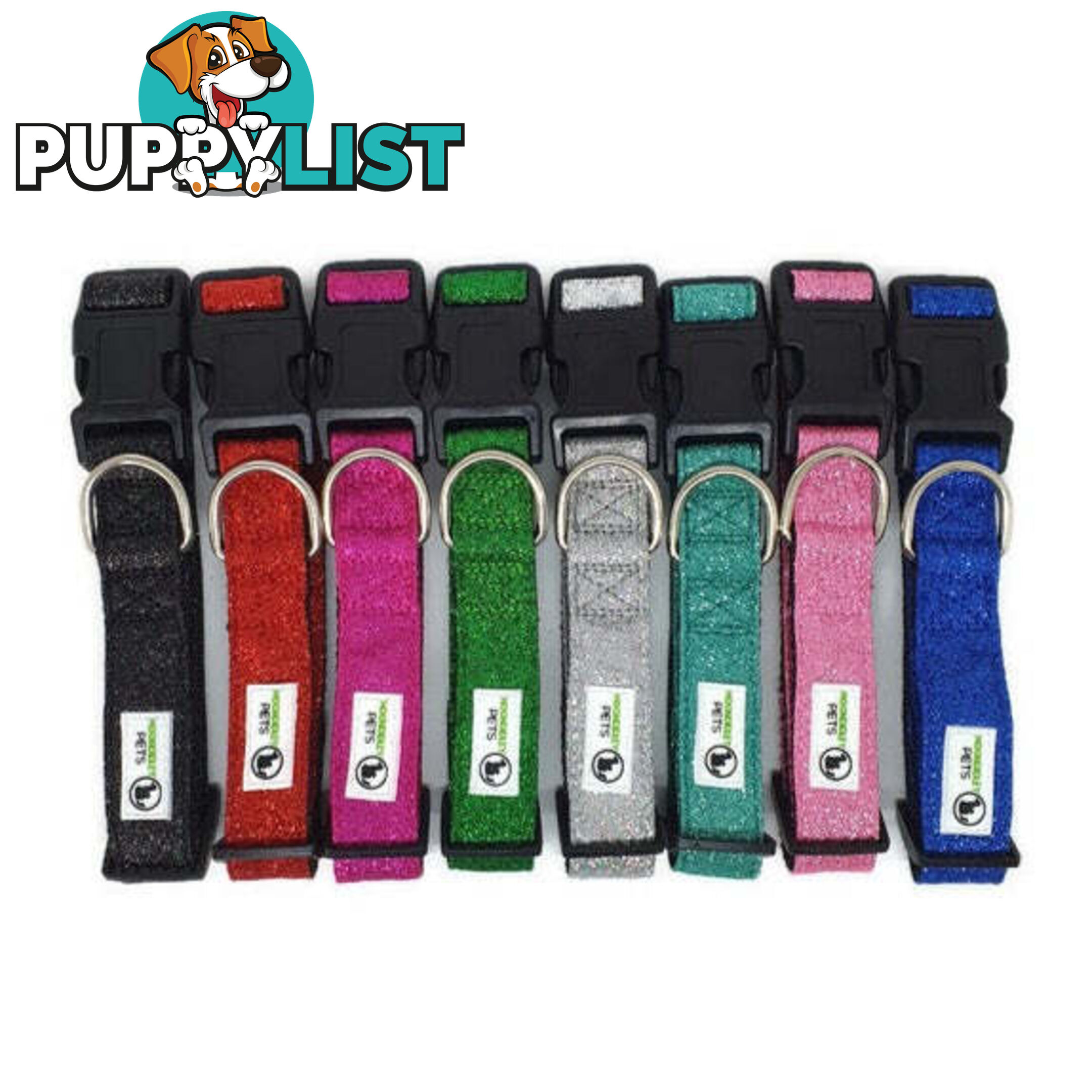 Bling Glitter Overlay Nylon Collar - Breakaway Buckle - Moondidley Pets - MDPCOLBLISHPNK