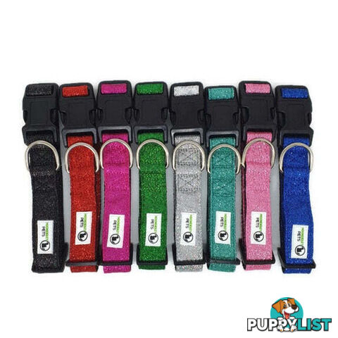 Bling Glitter Overlay Nylon Collar - Breakaway Buckle - Moondidley Pets - MDPCOLBLISHPNK