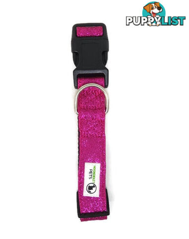 Bling Glitter Overlay Nylon Collar - Breakaway Buckle - Moondidley Pets - MDPCOLBLISHPNK