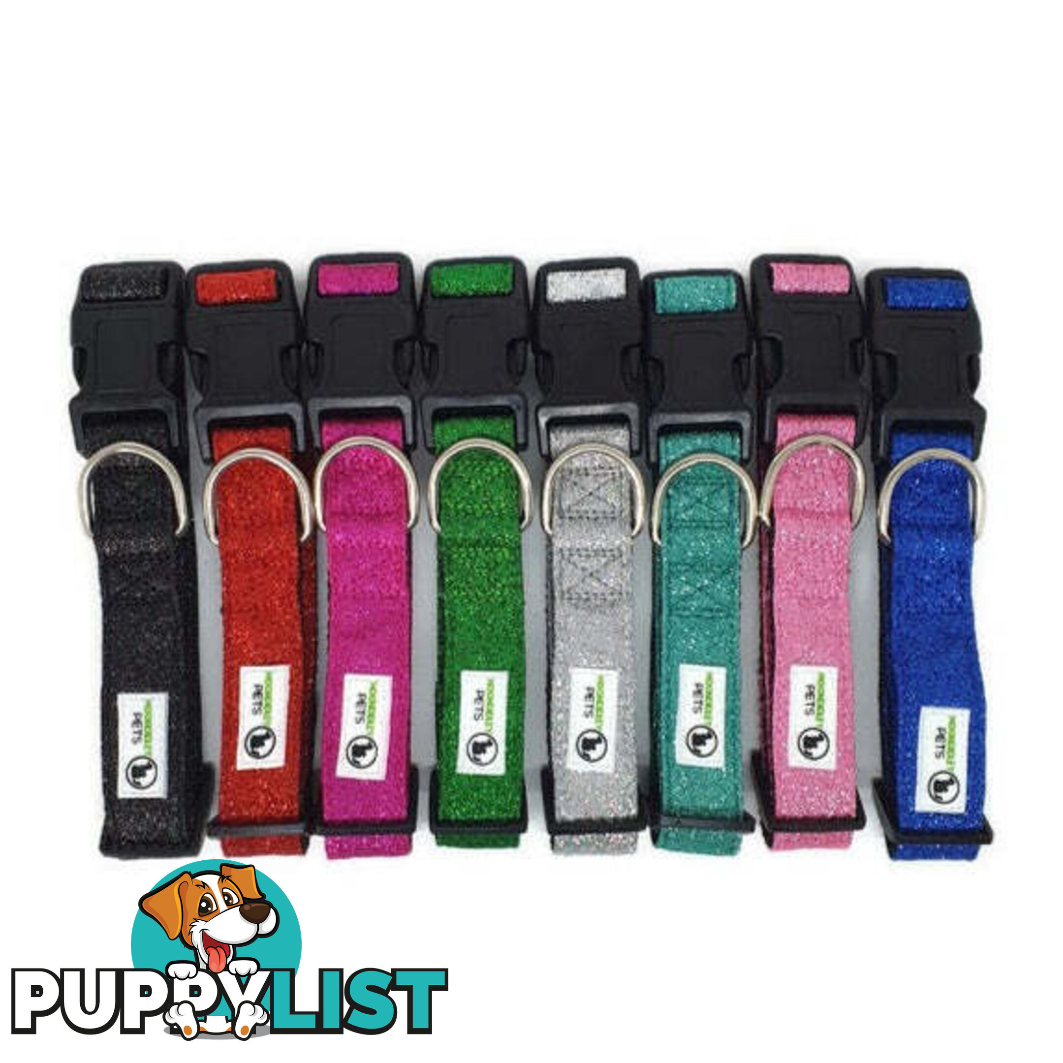 Bling Glitter Overlay Nylon Collar - Breakaway Buckle - Moondidley Pets - MDPCOLBLIMSIL