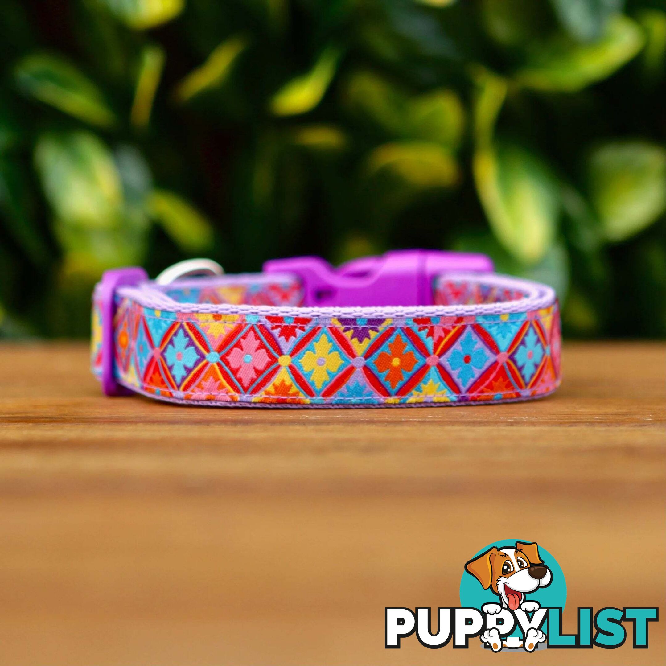 Purple Geometric Dog Collar / XS - L - Hand Made by The Bark Side - TBSGEOLGE