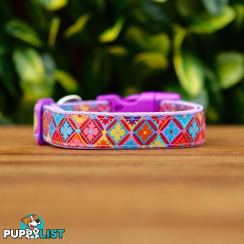 Purple Geometric Dog Collar / XS - L - Hand Made by The Bark Side - TBSGEOLGE