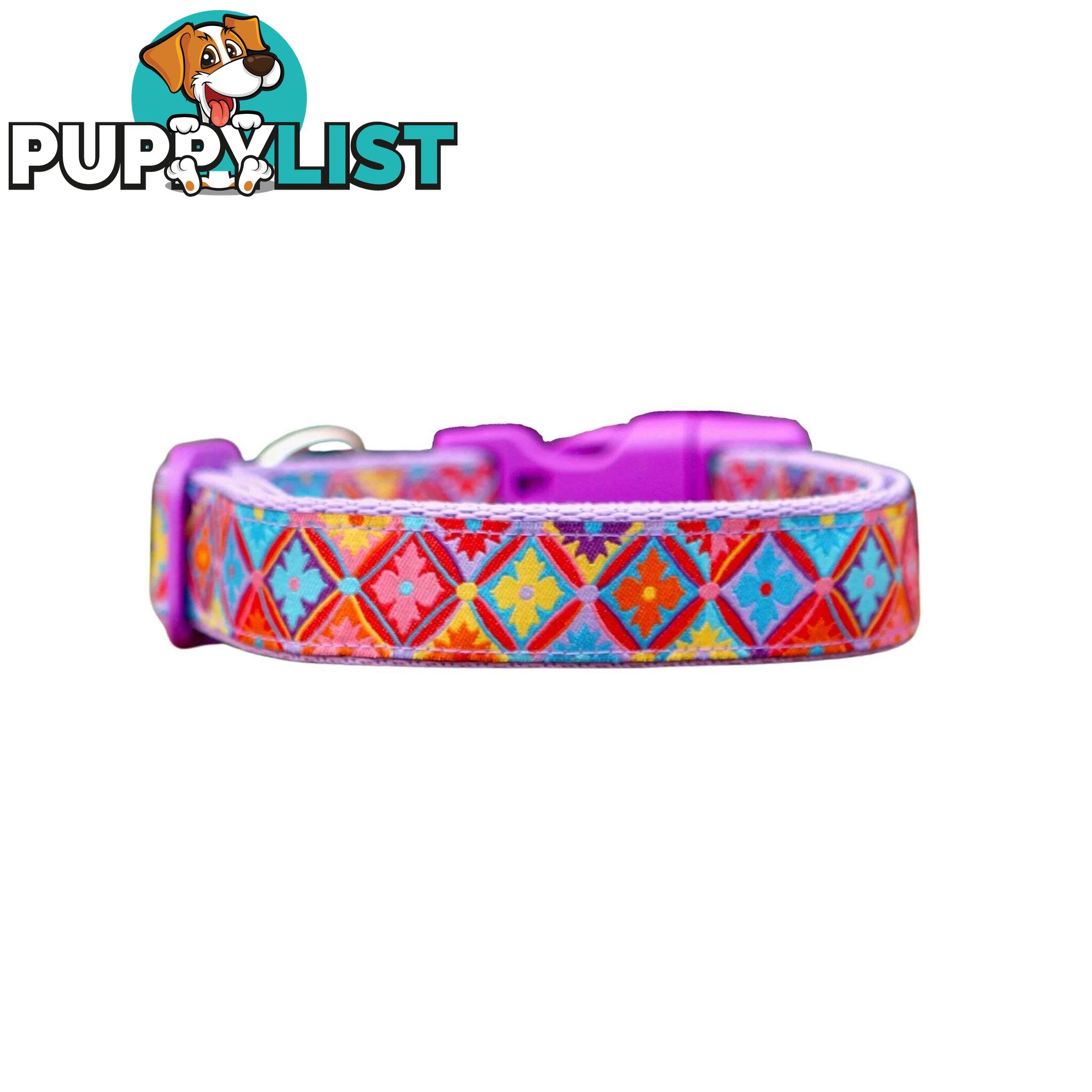 Purple Geometric Dog Collar / XS - L - Hand Made by The Bark Side - TBSGEOLGE