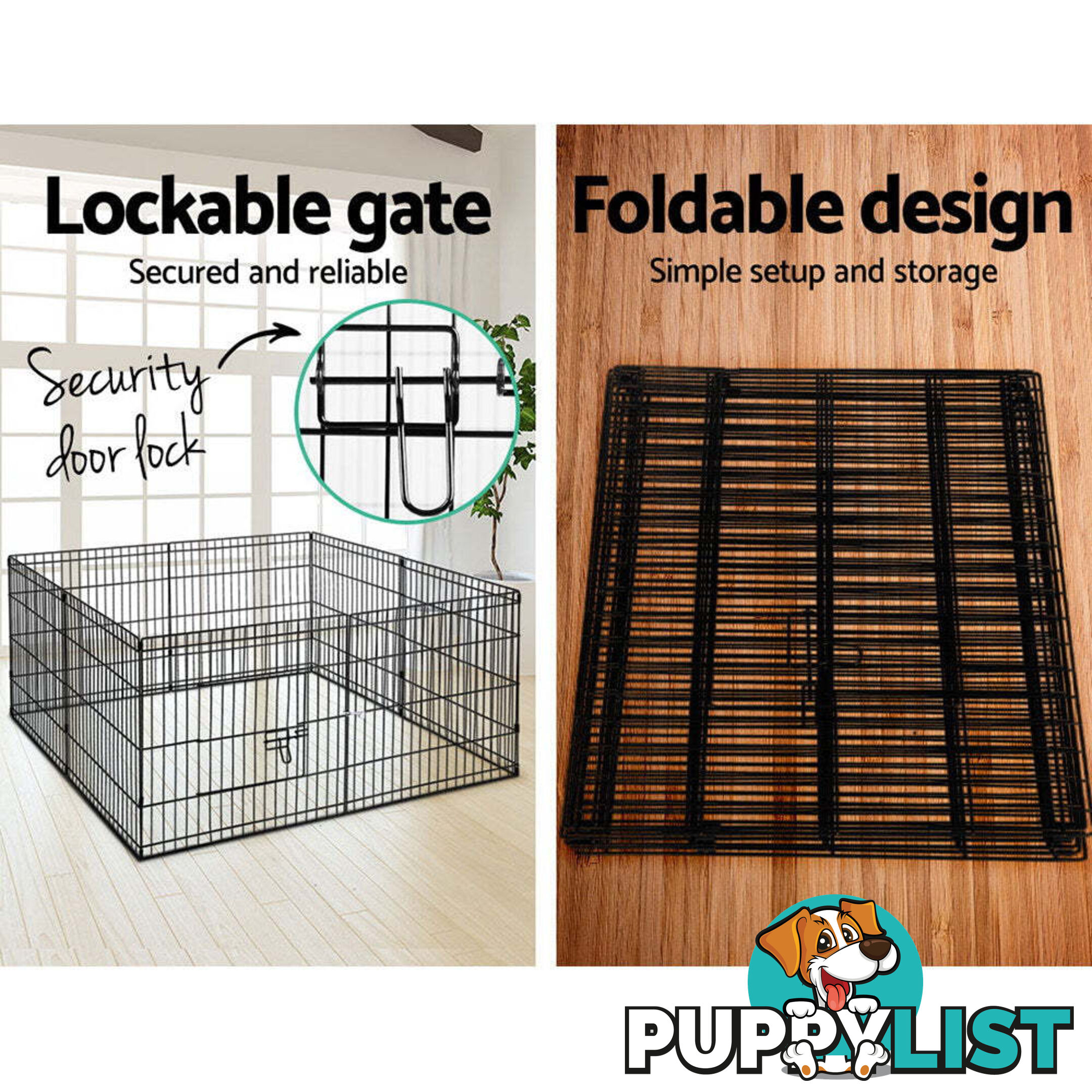 i.Pet 24" 8 Panel Dog Playpen Pet Fence Exercise Cage Enclosure Play Pen - PET-DOGPLAYPEN-24
