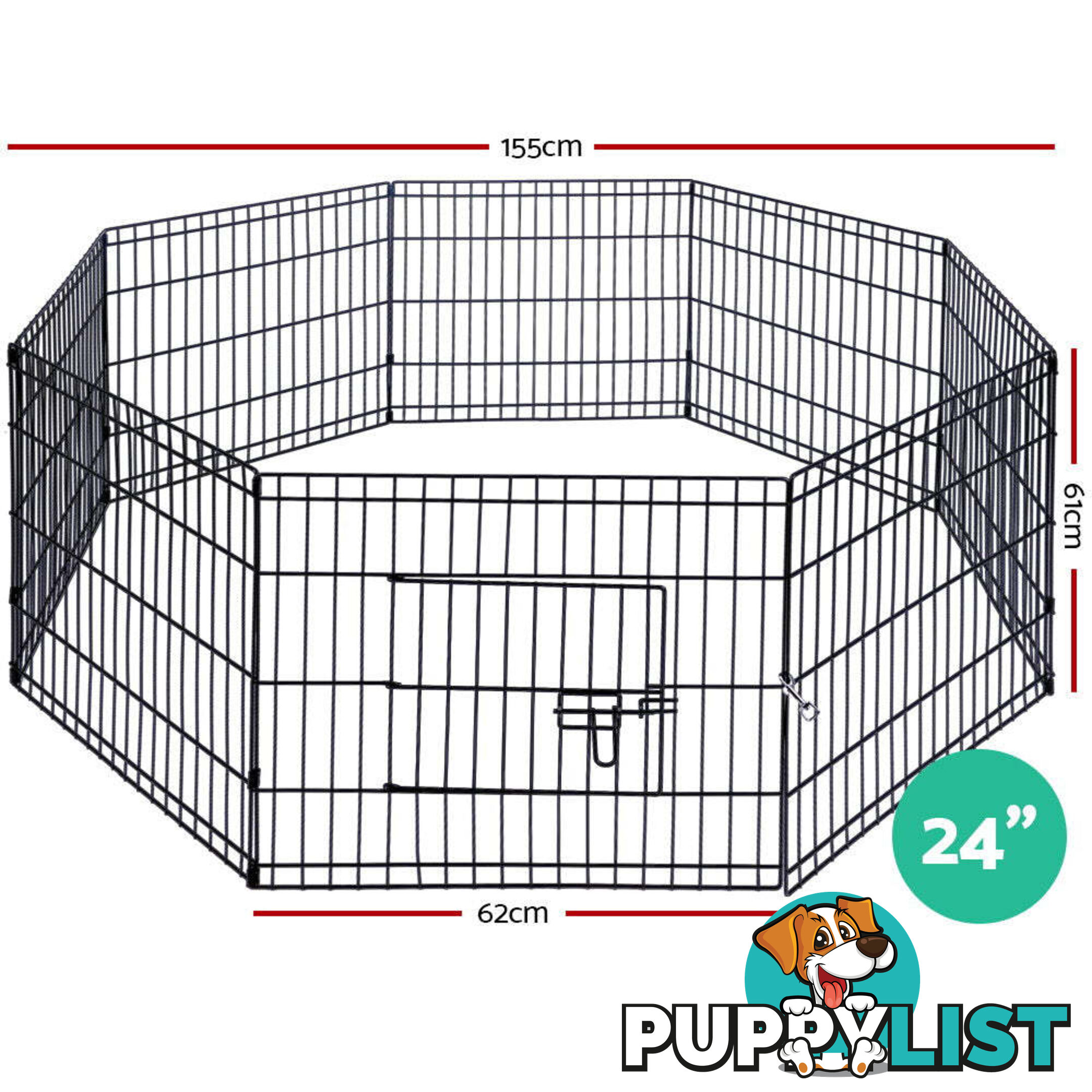 i.Pet 24" 8 Panel Dog Playpen Pet Fence Exercise Cage Enclosure Play Pen - PET-DOGPLAYPEN-24