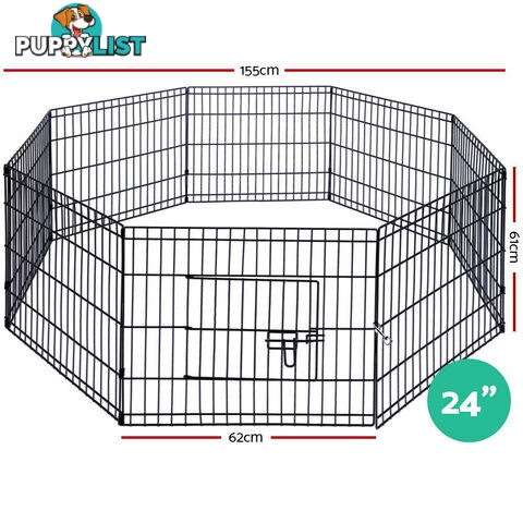 i.Pet 24" 8 Panel Dog Playpen Pet Fence Exercise Cage Enclosure Play Pen - PET-DOGPLAYPEN-24