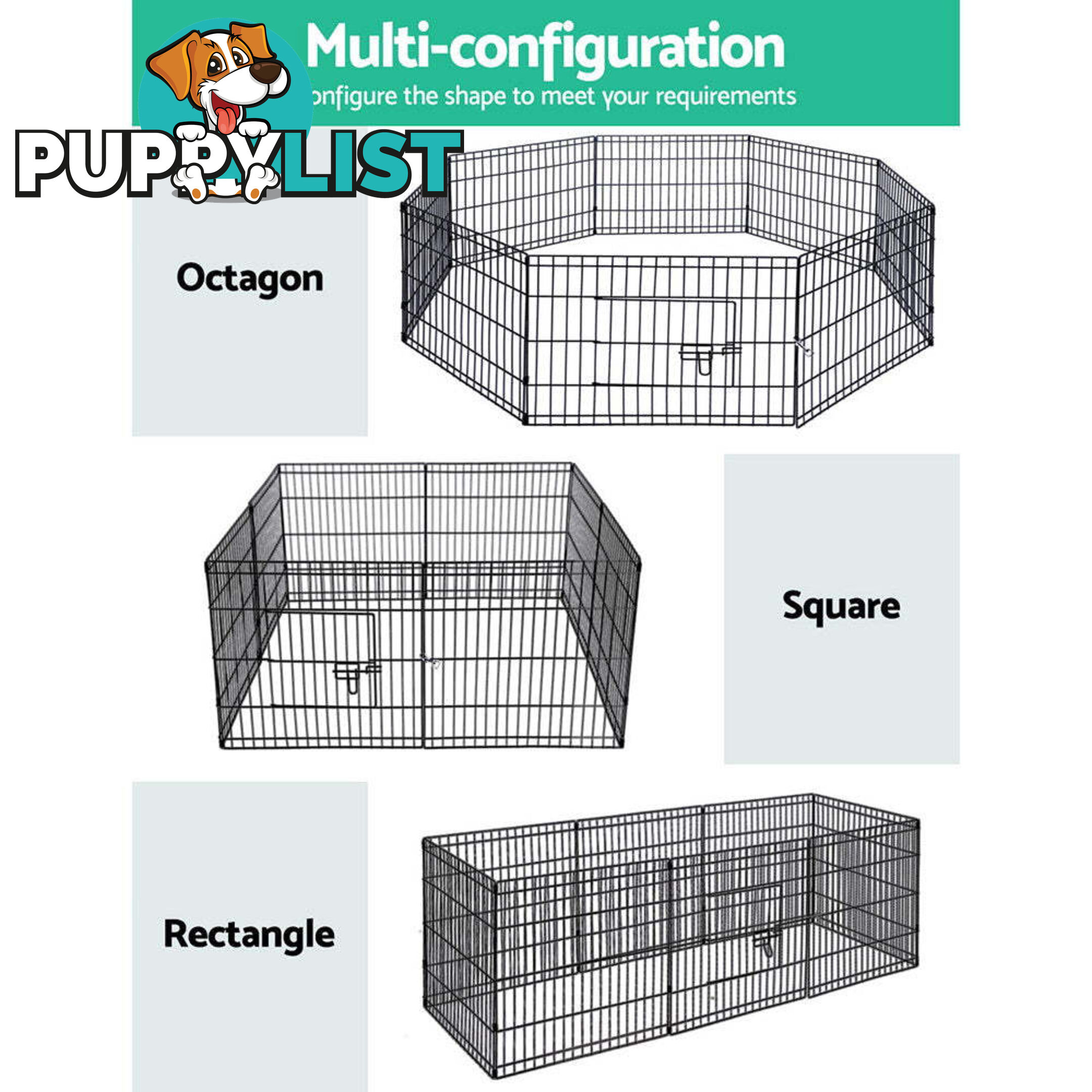 i.Pet 24" 8 Panel Dog Playpen Pet Fence Exercise Cage Enclosure Play Pen - PET-DOGPLAYPEN-24