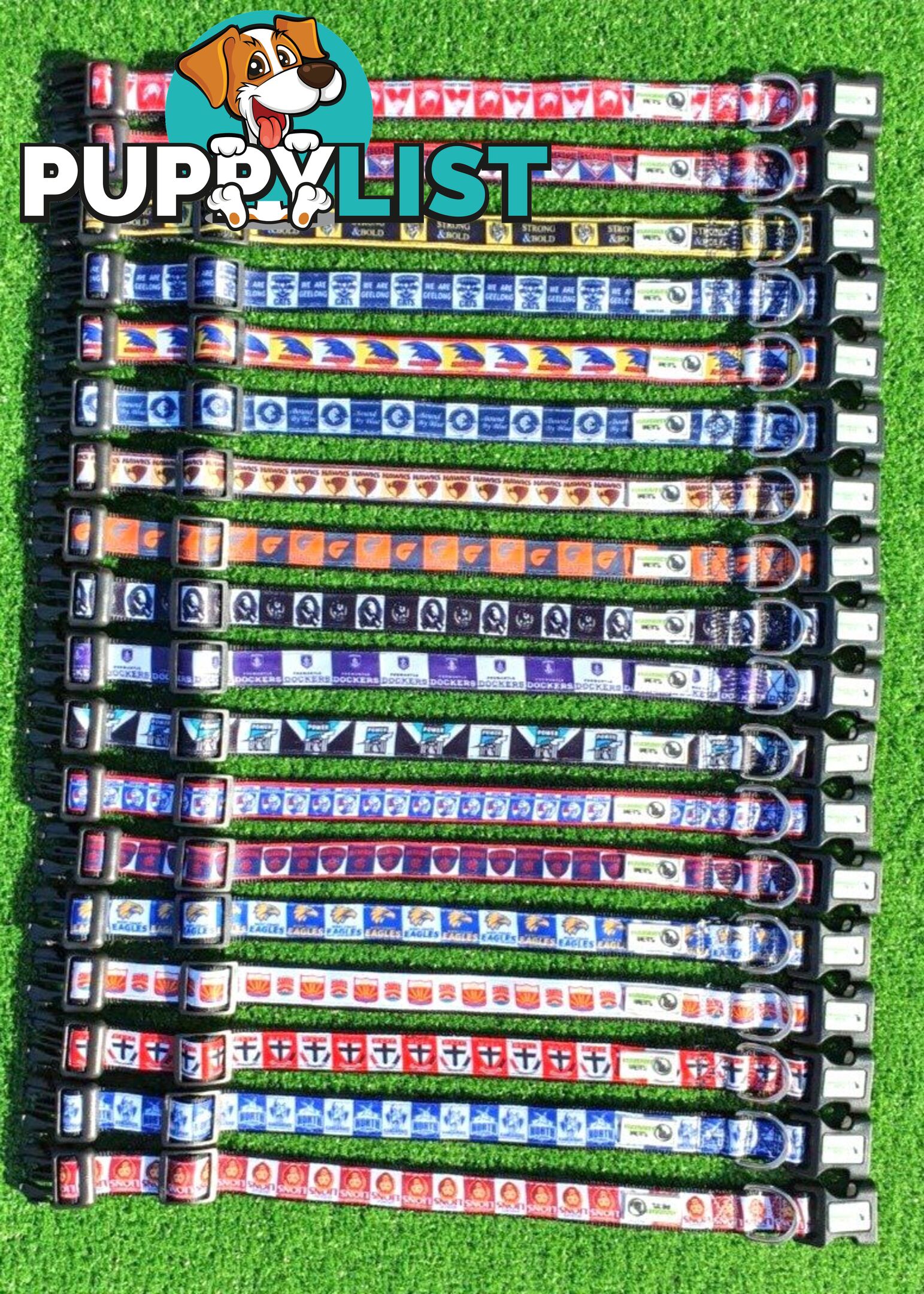 AFL Dog Collars, Footy - Aussie Rules - Moondidley Pets - MDPCOLAFLMHH