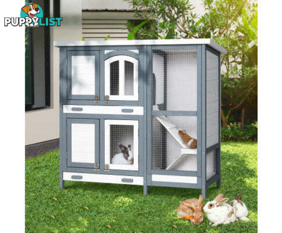 i.Pet Rabbit Hutch Large Chicken Coop Wooden House Run Cage Pet Bunny Guinea Pig - PET-RH-475S-GR