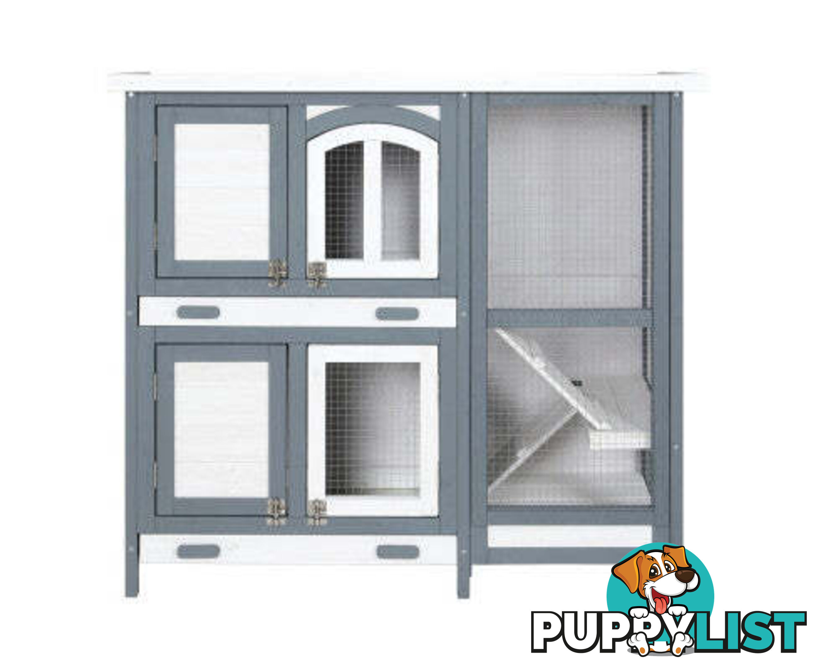 i.Pet Rabbit Hutch 98cm x 45cm x 92cm Chicken Coop Large Wooden House Run Cage Bunny Guinea Pig - PET-RH-475S-GR