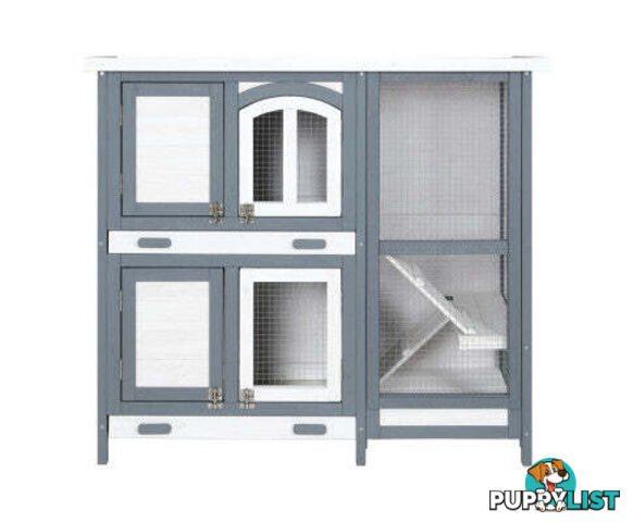 i.Pet Rabbit Hutch 98cm x 45cm x 92cm Chicken Coop Large Wooden House Run Cage Bunny Guinea Pig - PET-RH-475S-GR