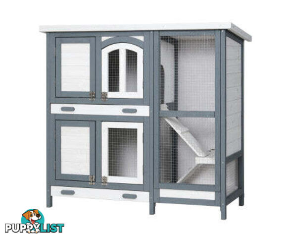 i.Pet Rabbit Hutch 98cm x 45cm x 92cm Chicken Coop Large Wooden House Run Cage Bunny Guinea Pig - PET-RH-475S-GR