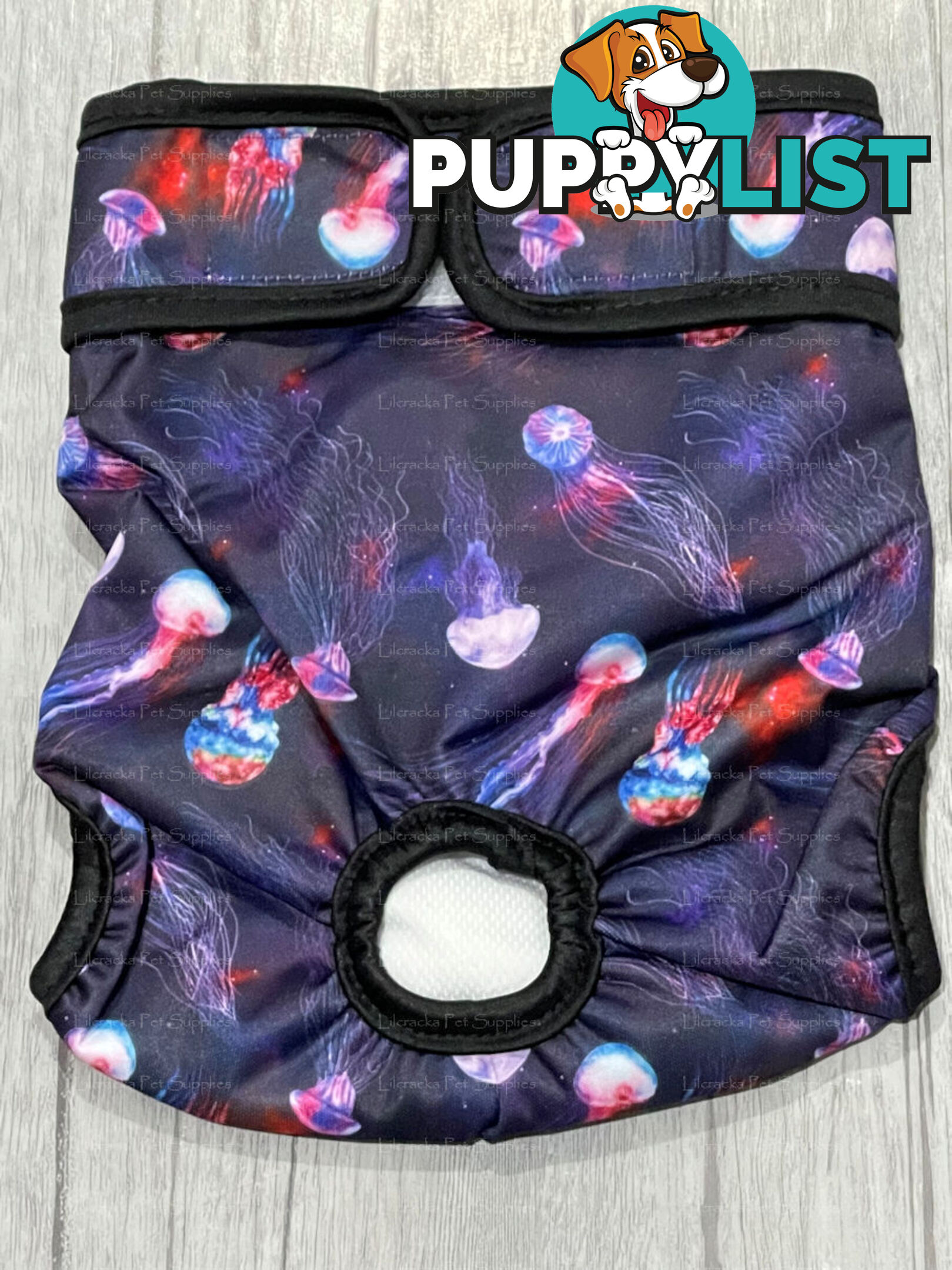 Dog / Cat Female Diaper - Washable adjustable - Lil Cracker - LCDIAXSBLKWHIPAW