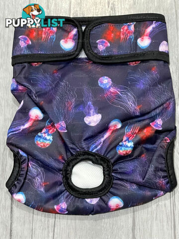 Dog / Cat Female Diaper - Washable adjustable - Lil Cracker - LCDIAXSBLKWHIPAW