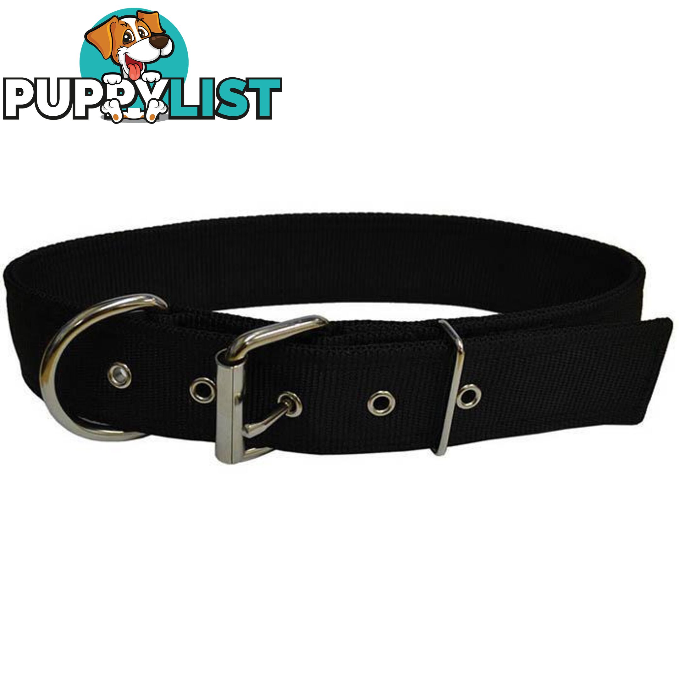 Dog Collar Tough Wide Double Layer Nylon Heavy Duty - Prestige. - PPP-18-1350-20-BK