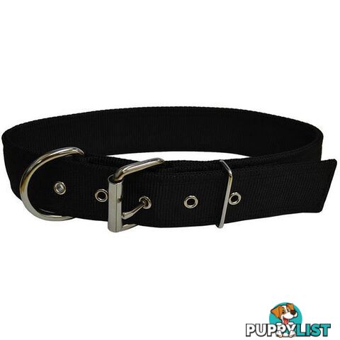 Dog Collar Tough Wide Double Layer Nylon Heavy Duty - Prestige. - PPP-18-1350-20-BK