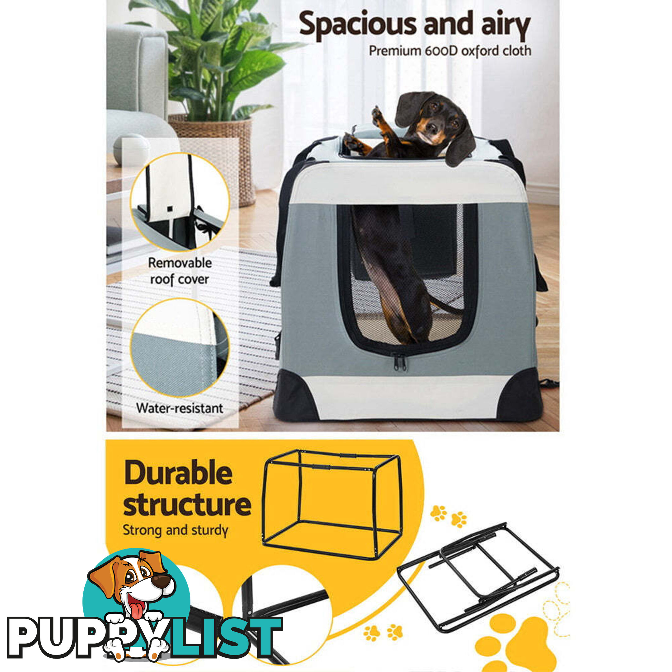 i.Pet Pet Carrier Soft Crate Dog Cat Travel 70x52CM Portable Foldable Car Large - PET-CARRIER-L-BL