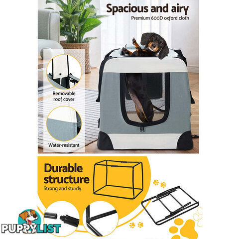 i.Pet Pet Carrier Soft Crate Dog Cat Travel 70x52CM Portable Foldable Car Large - PET-CARRIER-L-BL