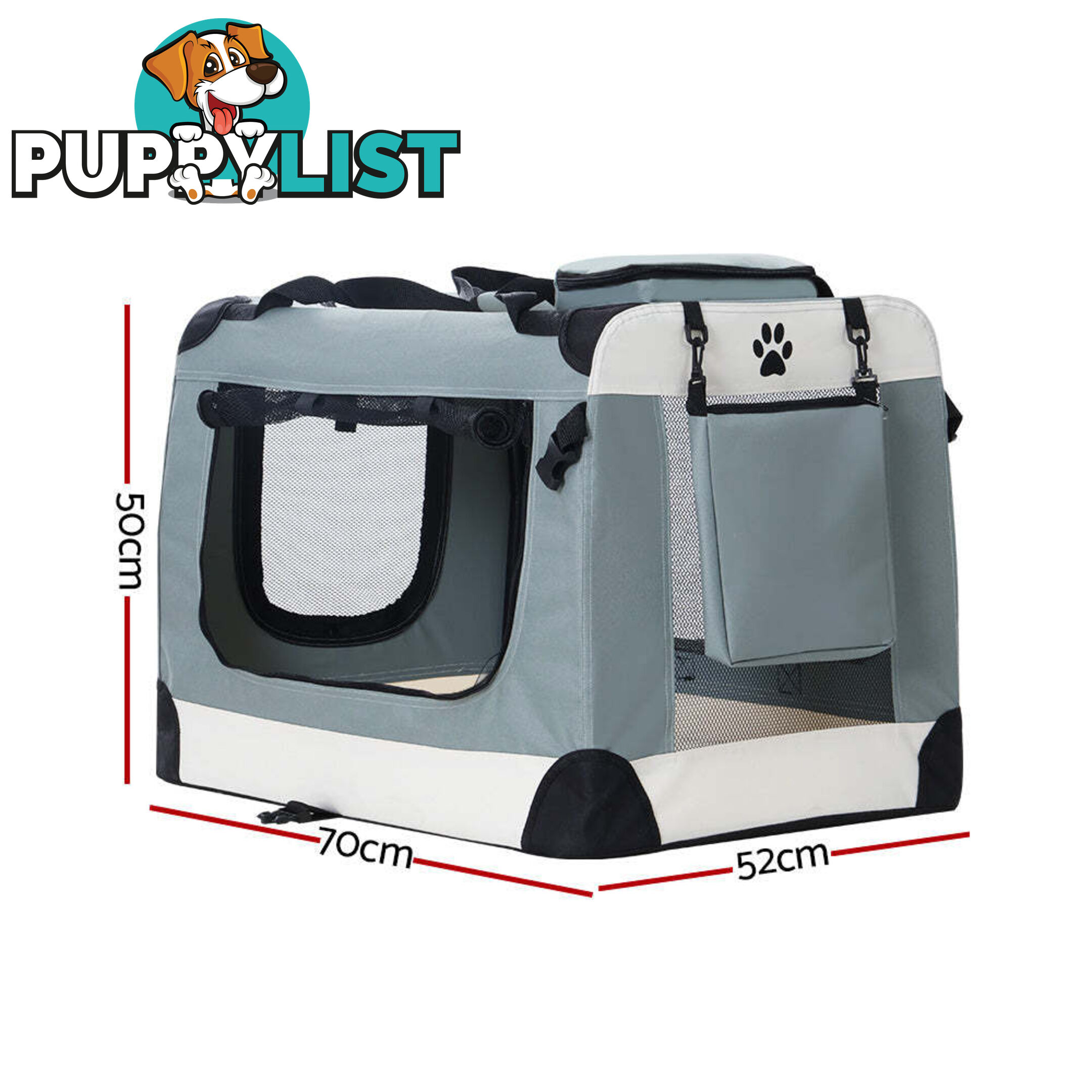 i.Pet Pet Carrier Soft Crate Dog Cat Travel 70x52CM Portable Foldable Car Large - PET-CARRIER-L-BL
