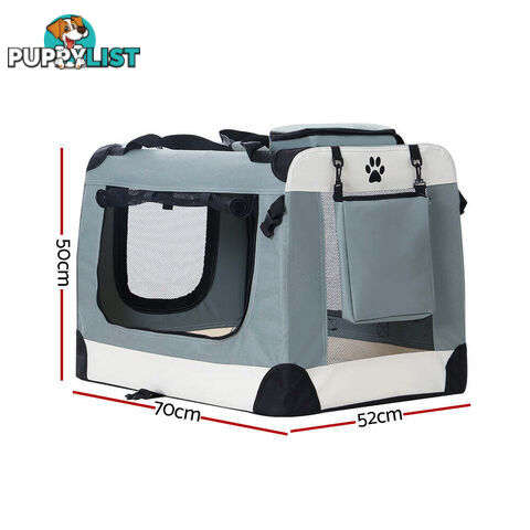 i.Pet Pet Carrier Soft Crate Dog Cat Travel 70x52CM Portable Foldable Car Large - PET-CARRIER-L-BL