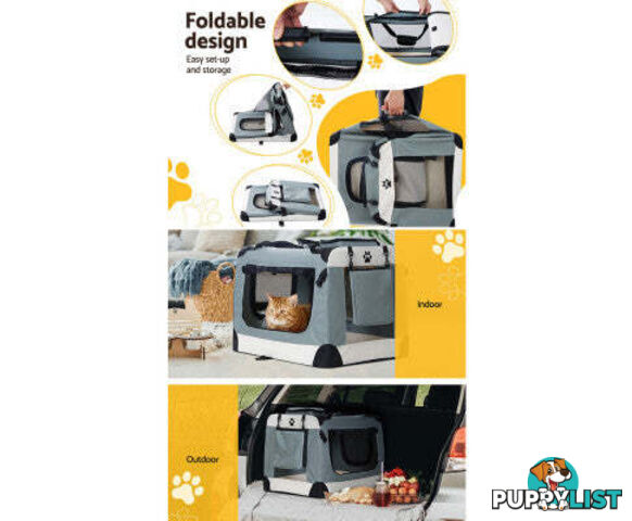 i.Pet Pet Carrier Soft Crate Dog Cat Travel Portable Cage Kennel Foldable - PET-CARRIER-L-BL