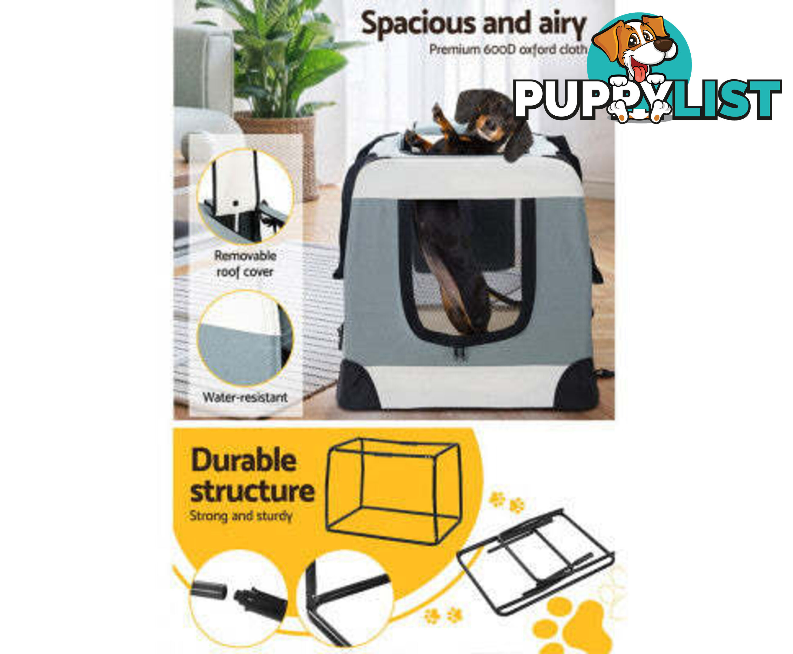 i.Pet Pet Carrier Soft Crate Dog Cat Travel Portable Cage Kennel Foldable - PET-CARRIER-L-BL