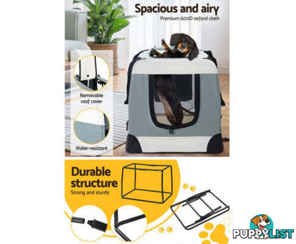 i.Pet Pet Carrier Soft Crate Dog Cat Travel Portable Cage Kennel Foldable - PET-CARRIER-L-BL
