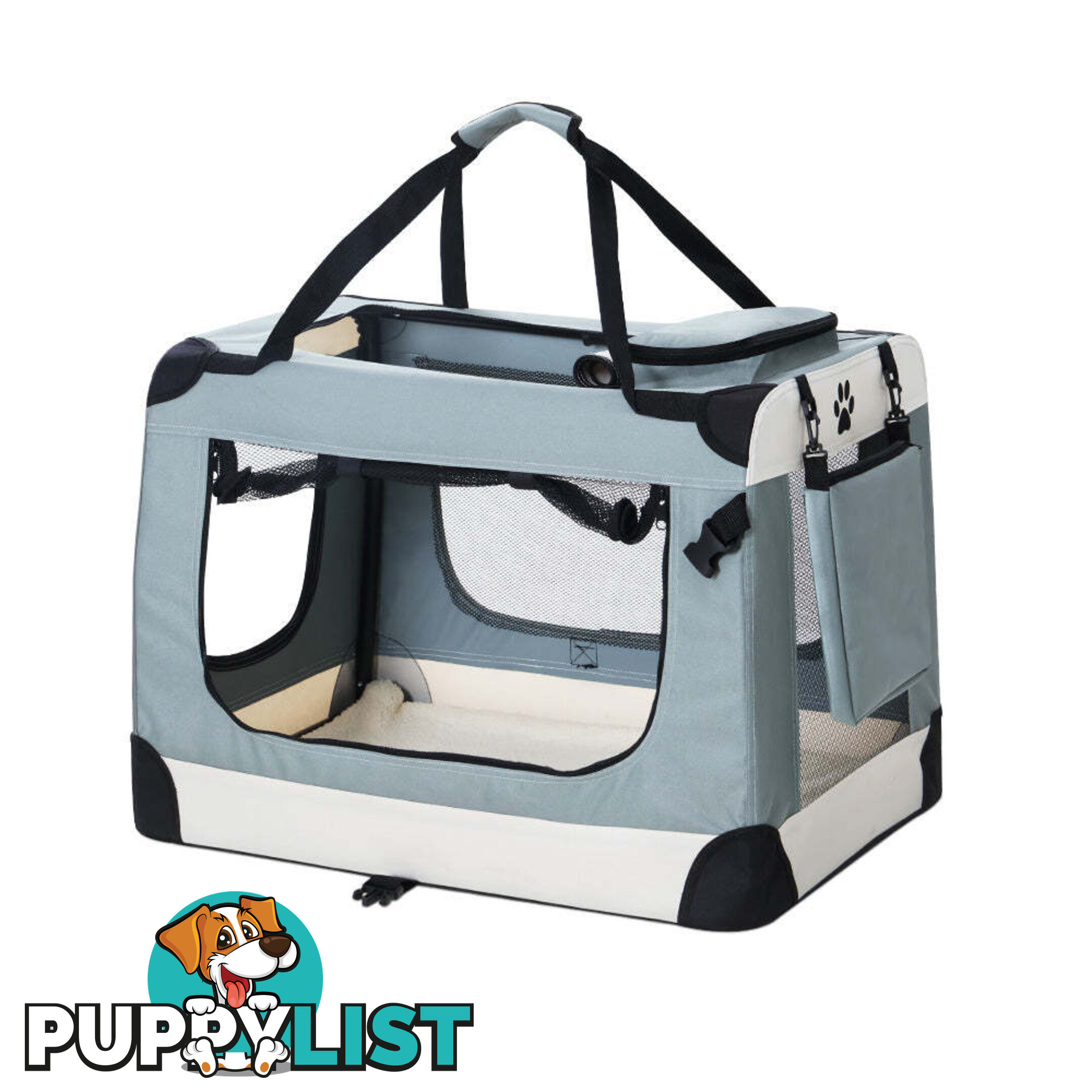 i.Pet Pet Carrier Soft Crate Dog Cat Travel 70x52CM Portable Foldable Car Large - PET-CARRIER-L-BL