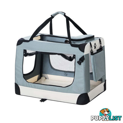 i.Pet Pet Carrier Soft Crate Dog Cat Travel 70x52CM Portable Foldable Car Large - PET-CARRIER-L-BL