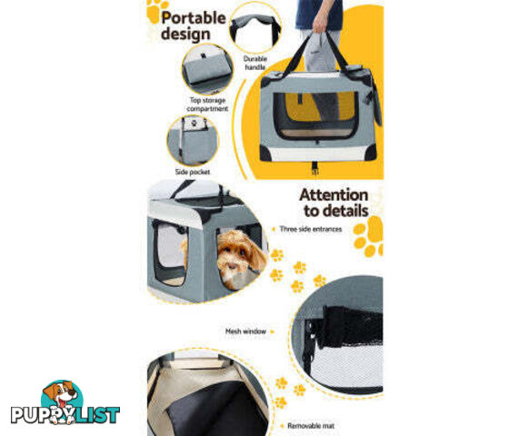 i.Pet Pet Carrier Soft Crate Dog Cat Travel Portable Cage Kennel Foldable - PET-CARRIER-L-BL