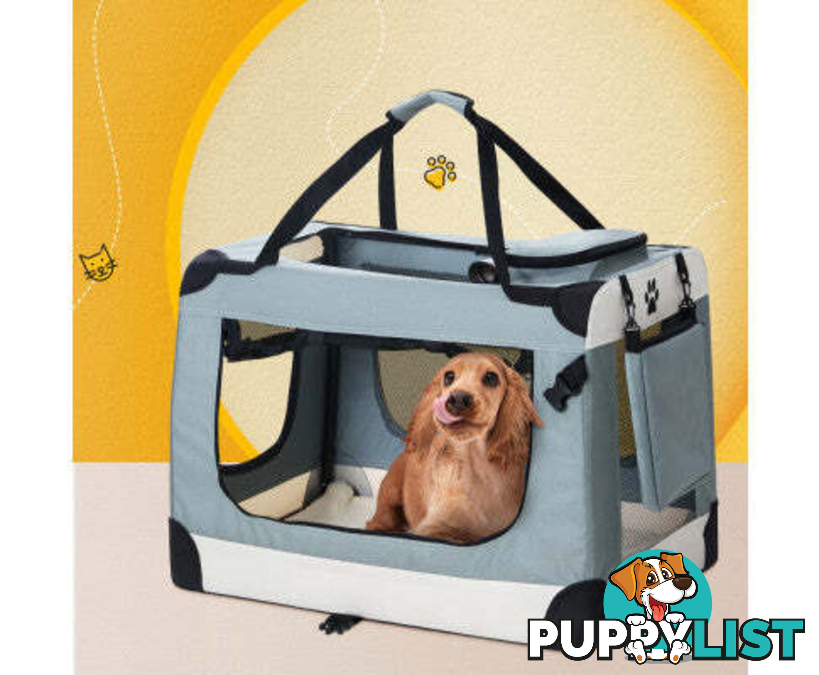 i.Pet Pet Carrier Soft Crate Dog Cat Travel Portable Cage Kennel Foldable - PET-CARRIER-L-BL