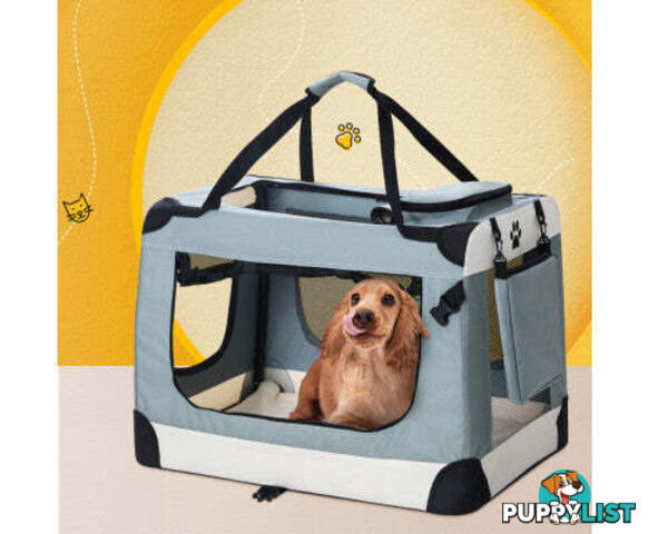 i.Pet Pet Carrier Soft Crate Dog Cat Travel Portable Cage Kennel Foldable - PET-CARRIER-L-BL