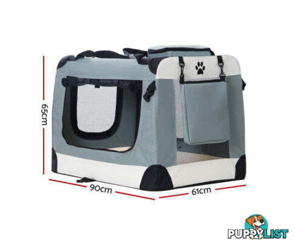 i.Pet Pet Carrier Soft Crate Dog Cat Travel Portable Cage Kennel Foldable - PET-CARRIER-L-BL